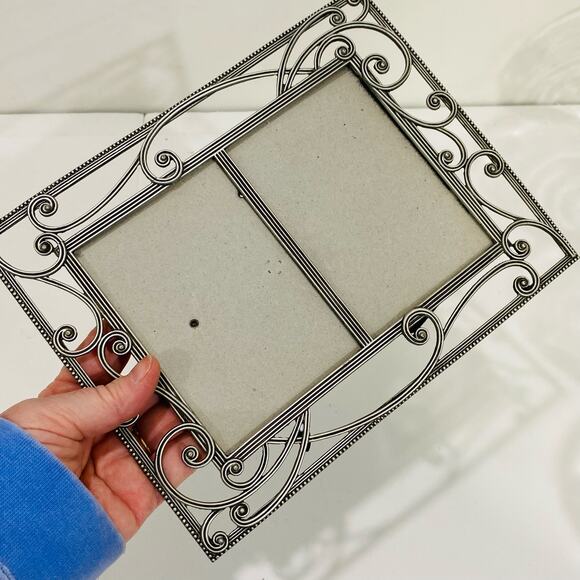 Burnes of Boston Silvertone Pewter Metal double picture frame Art Nouveau style - Picture 6 of 6
